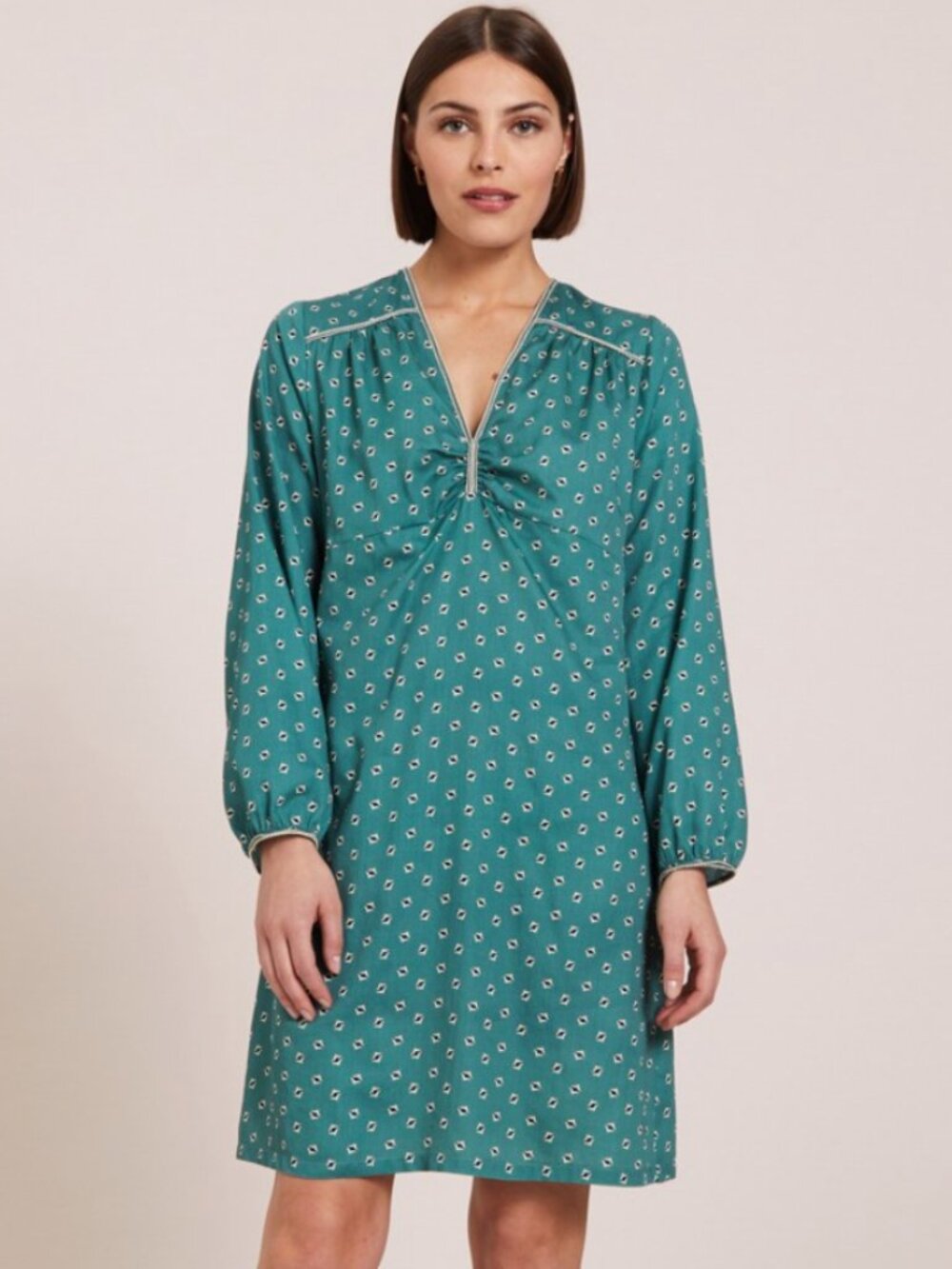 Laurence Tavenier 100% Cotton Sateen Nightgown in Paon (Deep Teal) Size LG